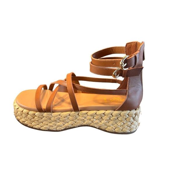 Sam & Libby Women's Iridessa Gladiator Espadrille Flatform tan Sandal 9 - Picture 4 of 7